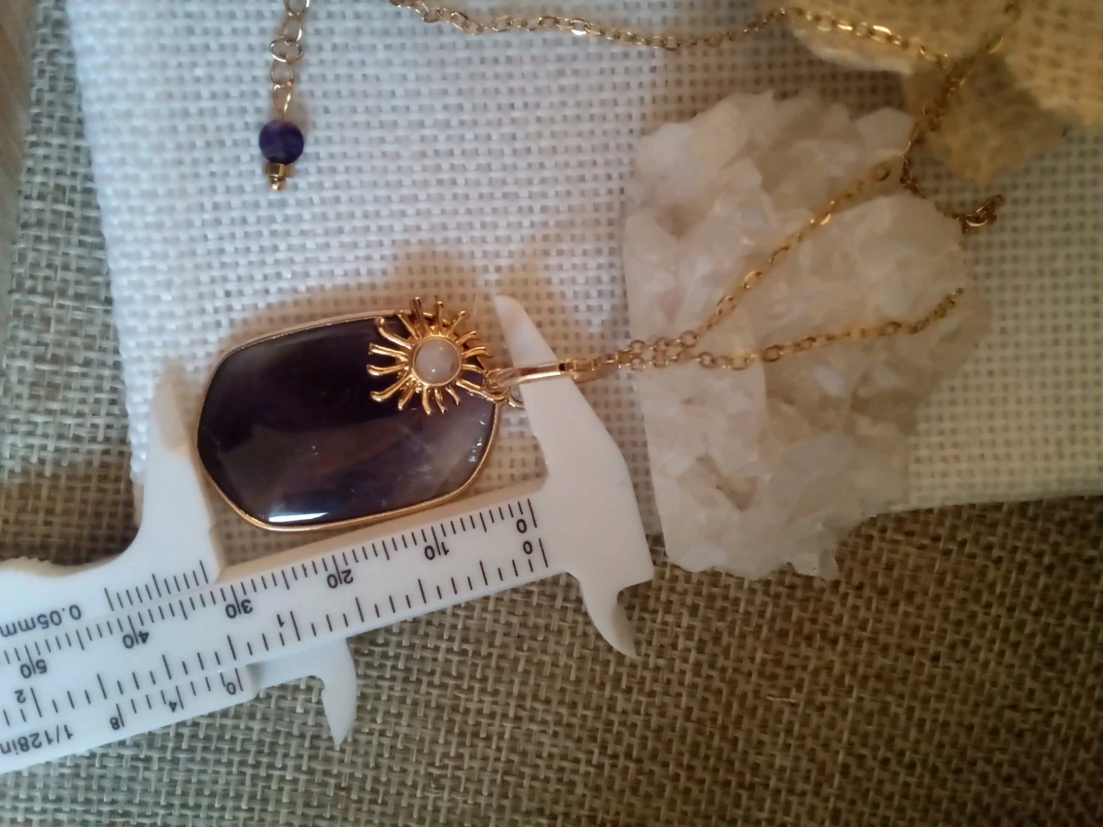 Collar de piedra de amatista ♥ y sol de selenita – photo 3